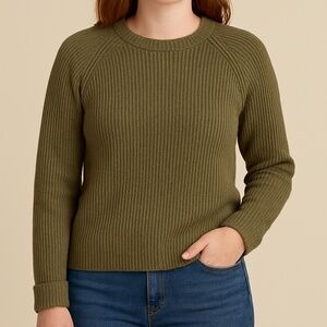 Talbots Ribbed Sweater Olive Green